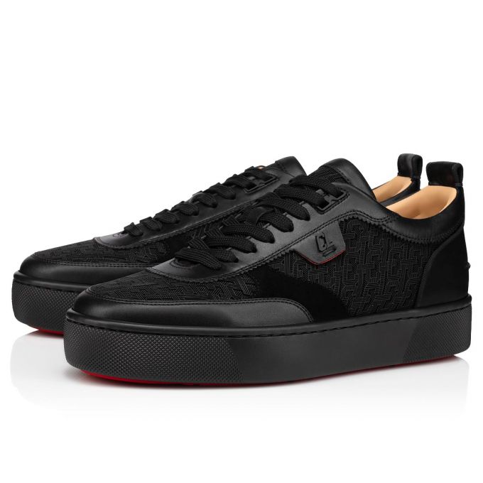 Adidași Christian Louboutin Happyrui Bumbac Sneakers Barbati Negrii | RO05194