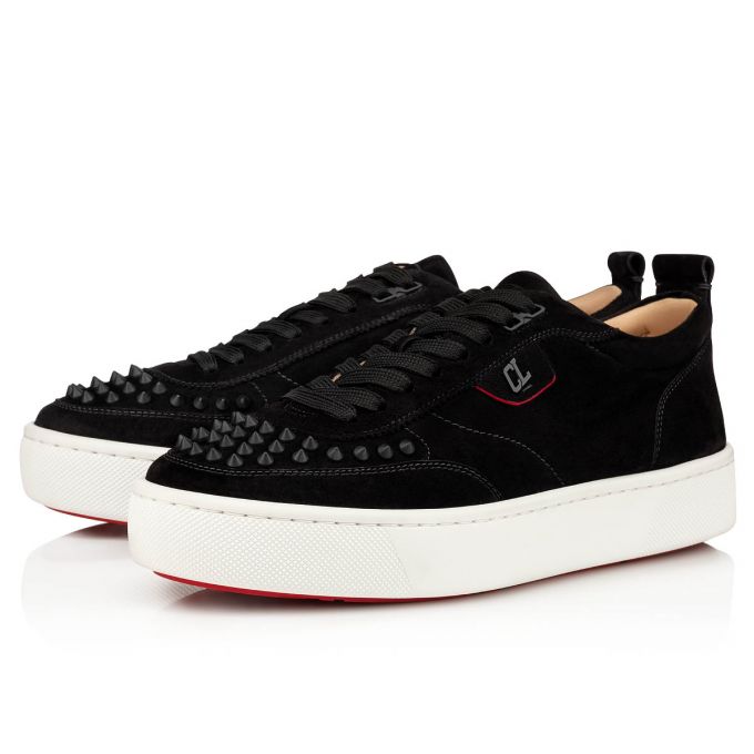 Adidași Christian Louboutin Happyrui Spikes 000 Mat Veau Velours Sneakers Barbati Negrii | RO64460