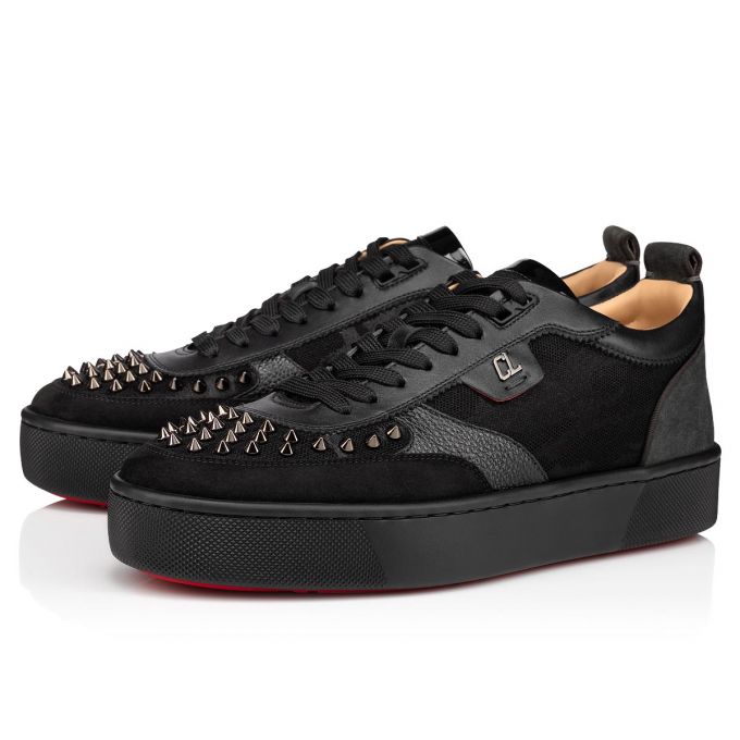 Adidași Christian Louboutin Happyrui Spikes Version Creative Fabric Sneakers Barbati Negrii | RO65801