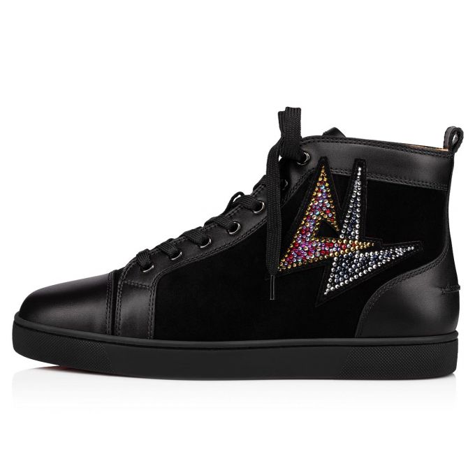 Adidași Christian Louboutin Lou Oui Veau Velours Sneakers Barbati Negrii | RO95649