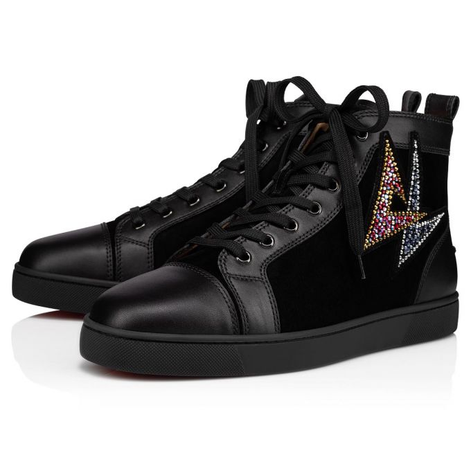 Adidași Christian Louboutin Lou Oui Veau Velours Sneakers Barbati Negrii | RO95649