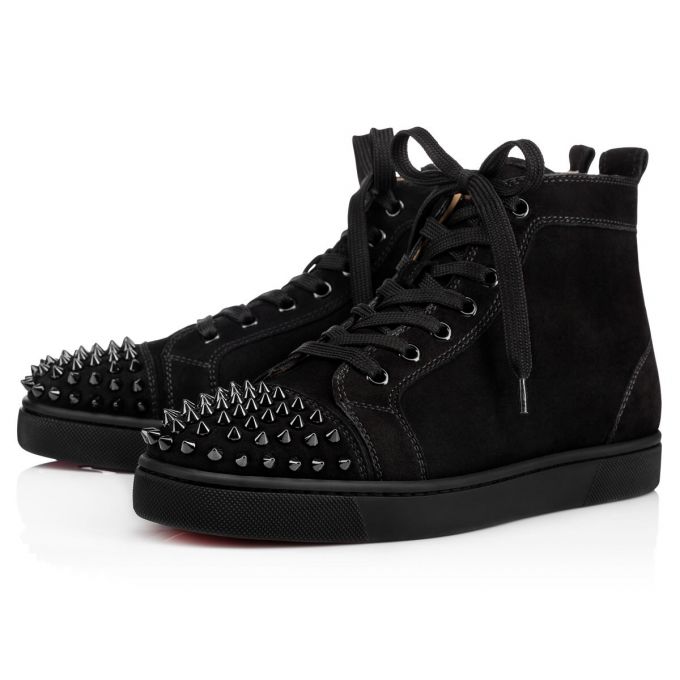 Adidași Christian Louboutin Lou Spikes 000 Piele Intoarsa Sneakers Barbati Negrii | RO55763