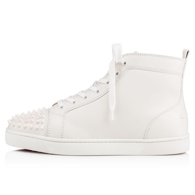 Adidași Christian Louboutin Lou Spikes 000 Calf Sneakers Barbati Albi | RO68963