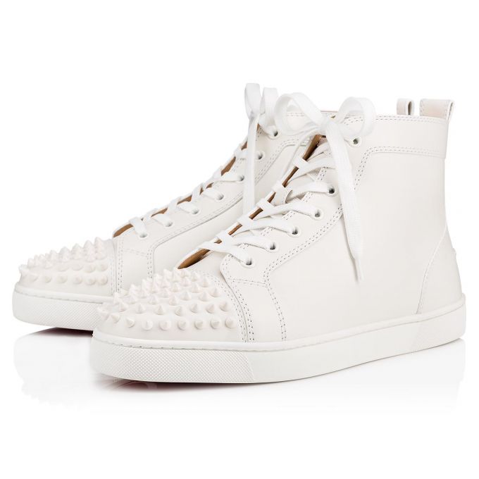 Adidași Christian Louboutin Lou Spikes 000 Calf Sneakers Barbati Albi | RO68963