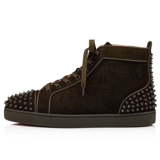 Adidași Christian Louboutin Lou Spikes 2 000 Mat Veau Velours Sneakers Barbati Ciocolata | RO62412