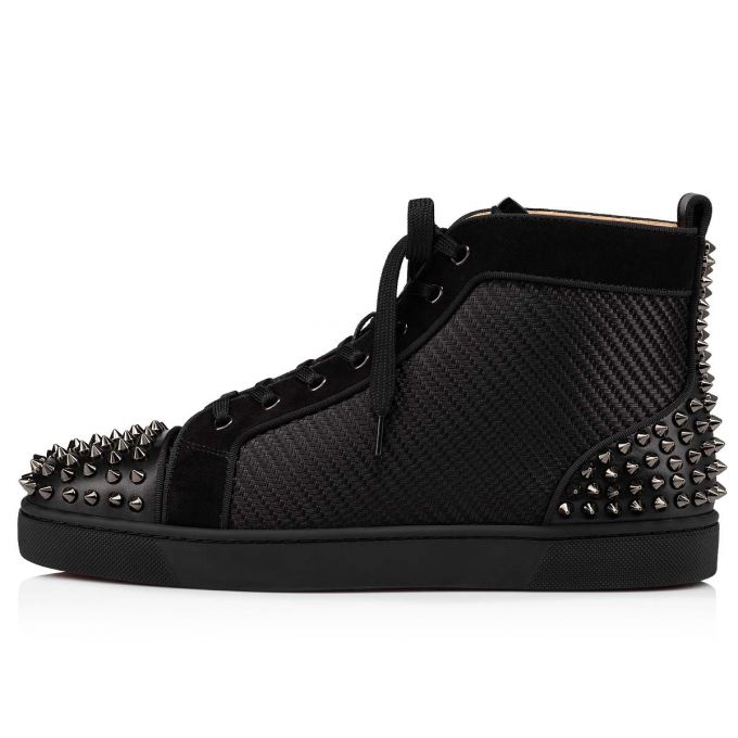 Adidași Christian Louboutin Lou Spikes 2 Bumbac Sneakers Barbati Negrii | RO77167