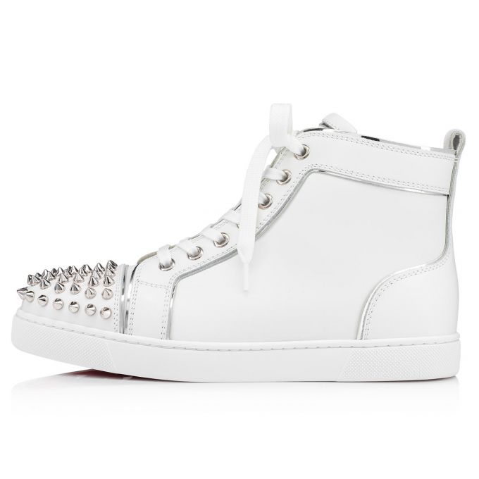 Adidași Christian Louboutin Lou Spikes Calf Sneakers Dama Albi Argintii | RO44704