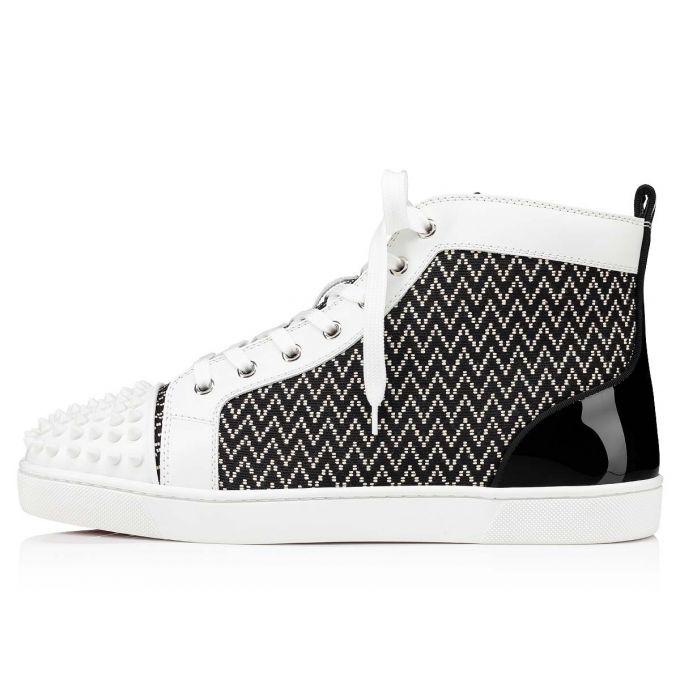 Adidași Christian Louboutin Lou Spikes Orlato Bumbac Sneakers Barbati Albi Negrii | RO12829