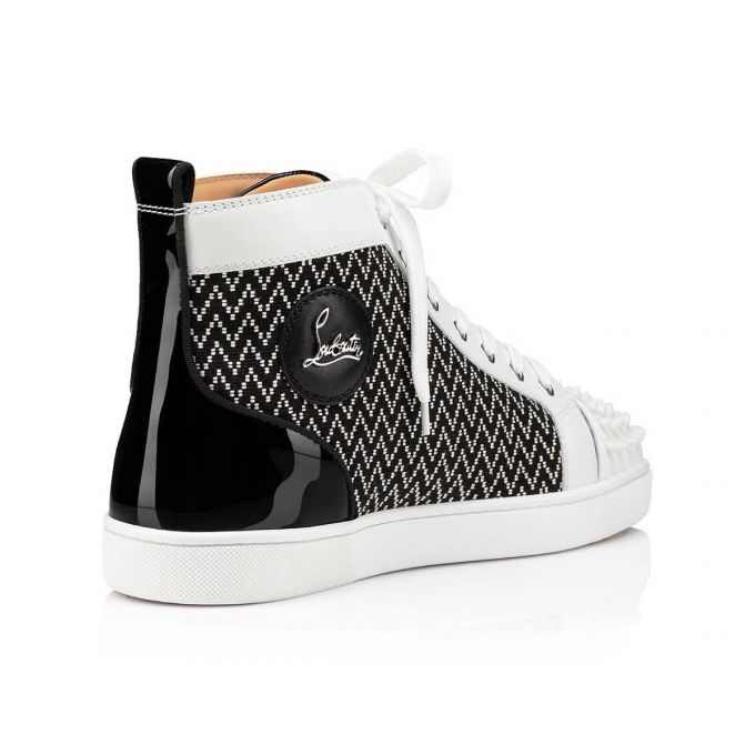 Adidași Christian Louboutin Lou Spikes Orlato Bumbac Sneakers Barbati Albi Negrii | RO12829