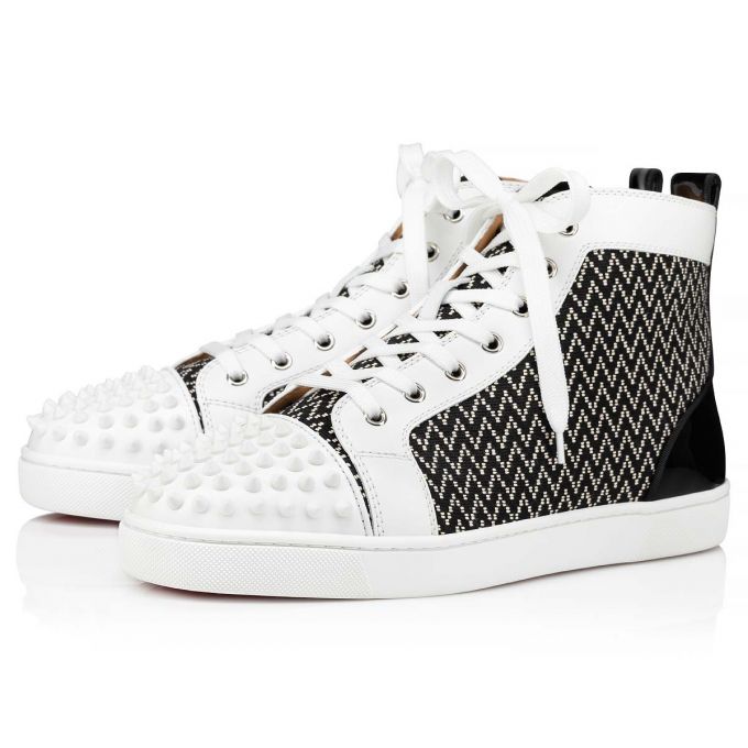 Adidași Christian Louboutin Lou Spikes Orlato Bumbac Sneakers Barbati Albi Negrii | RO12829