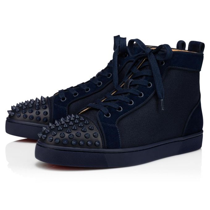 Adidași Christian Louboutin Lou Spikes Orlato Creative Fabric Sneakers Barbati Bleumarin | RO46159