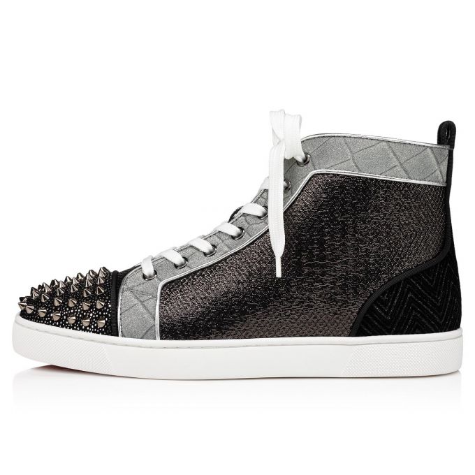 Adidași Christian Louboutin Lou Spikes Orlato Creative Fabric Sneakers Barbati Negrii Argintii | RO89695