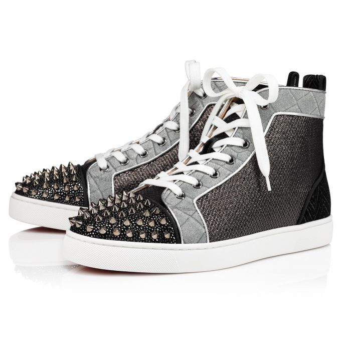 Adidași Christian Louboutin Lou Spikes Orlato Creative Fabric Sneakers Barbati Negrii Argintii | RO89695