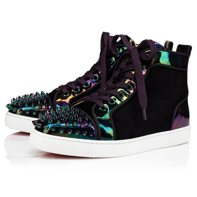 Adidași Christian Louboutin Lou Spikes Version Veau Velours Sneakers Dama Negrii | RO08501