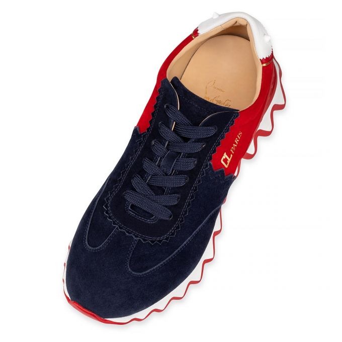 Adidași Christian Louboutin Loubishark Version Veau Velours Sneakers Barbati Albastri Inchis Rosii | RO43259