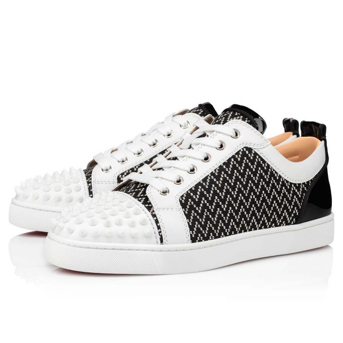 Adidași Christian Louboutin Louis Junior Spikes Orlato Bumbac Sneakers Barbati Albi Negrii | RO44964