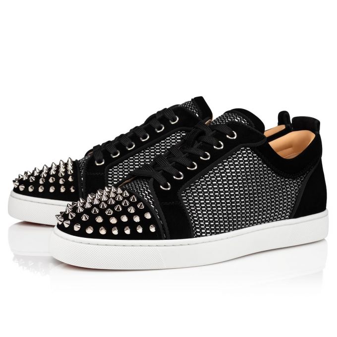 Adidași Christian Louboutin Louis Junior Spikes Orlato Bumbac Sneakers Barbati Negrii Argintii | RO73835