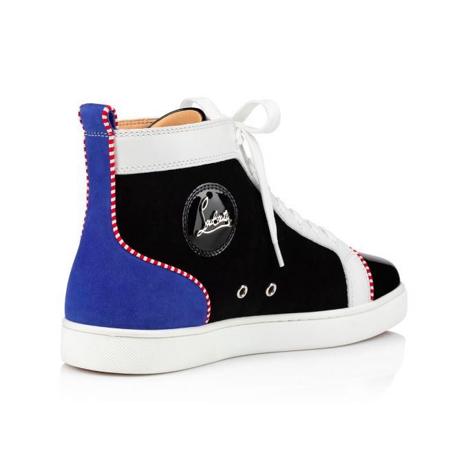 Adidași Christian Louboutin Navy Louis 000 Version Veau Velours Sneakers Barbati Negrii Albastri | RO06128