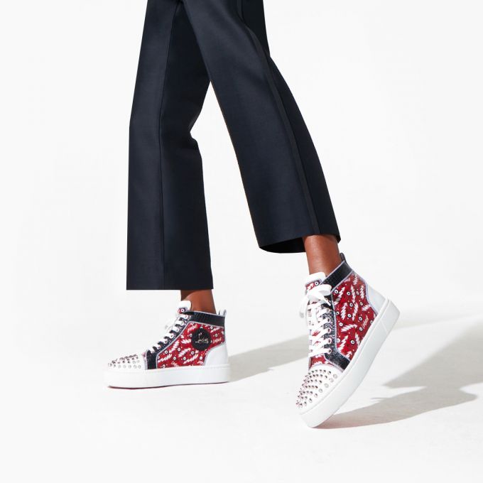 Adidași Christian Louboutin Super Lou Spikes Orlato Version Creative Fabric Sneakers Dama Rosii | RO15752