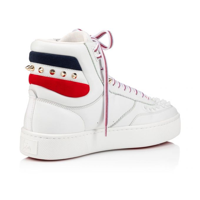 Adidași Christian Louboutin Top Rui Spikes Calf Sneakers Barbati Albi | RO58915