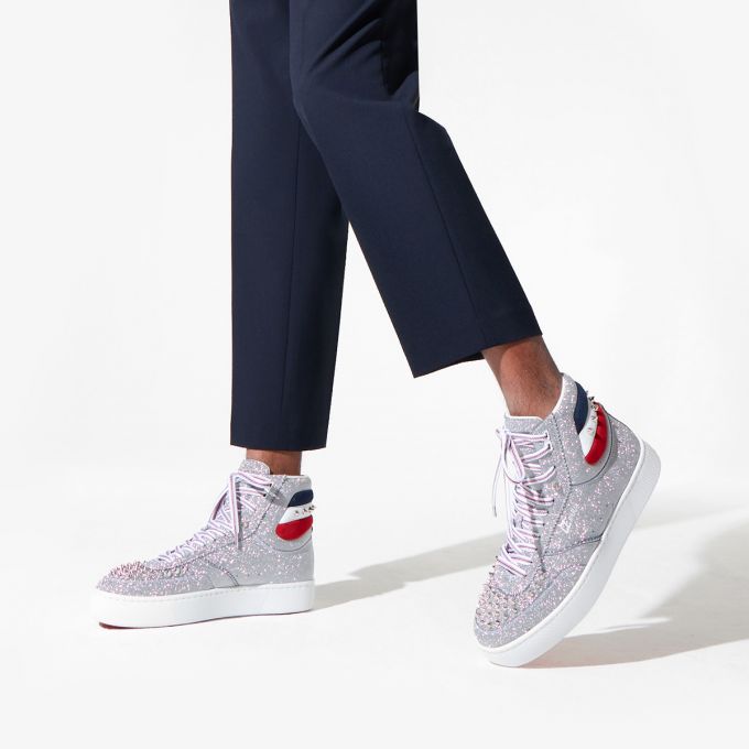 Adidași Christian Louboutin Top Rui Spikes Creative Piele Sneakers Barbati Argintii | RO66589