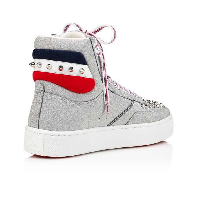 Adidași Christian Louboutin Top Rui Spikes Creative Piele Sneakers Barbati Argintii | RO66589