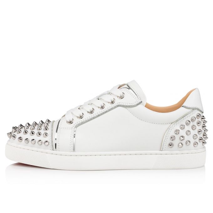 Adidași Christian Louboutin Vieira 2 Calf Sneakers Dama Albi Argintii | RO30317