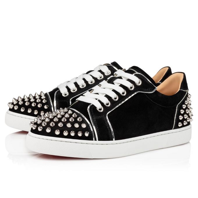 Adidași Christian Louboutin Vieira 2 Veau Velours Sneakers Dama Negrii Argintii | RO98966