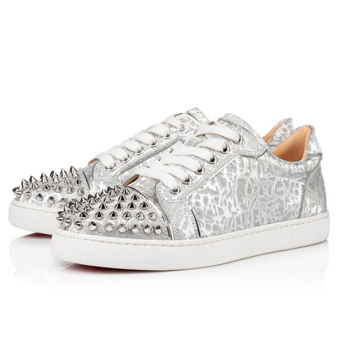 Adidași Christian Louboutin Vieira Spikes Specchio/Laminato Sneakers Dama Argintii | RO53996