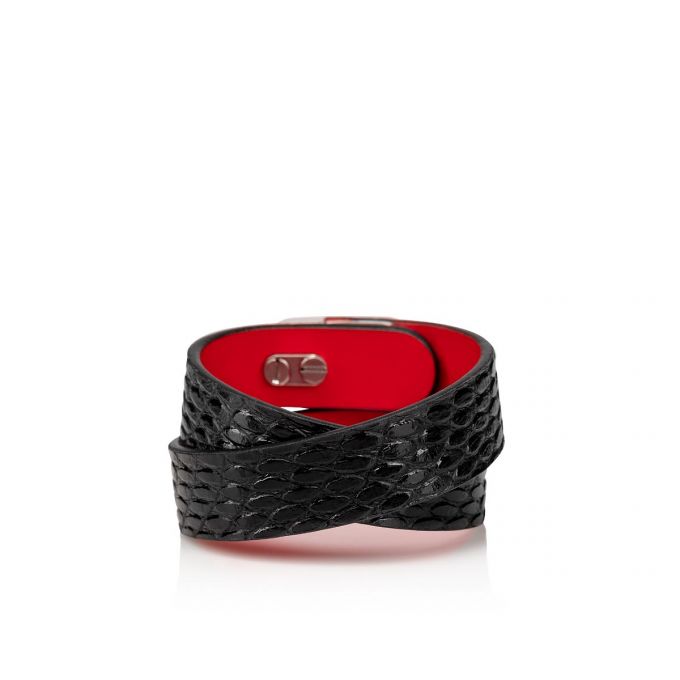 Bracelets Christian Louboutin Elisa Bracelet Double 15 Calf Bracelets Dama Negrii Argintii | RO07467