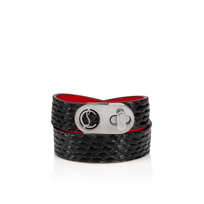 Bracelets Christian Louboutin Elisa Bracelet Double 15 Calf Bracelets Dama Negrii Argintii | RO07467