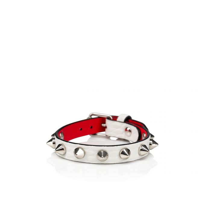 Bracelets Christian Louboutin Loubilink Bracelet Creative Piele Bracelets Dama Albi Argintii | RO89798