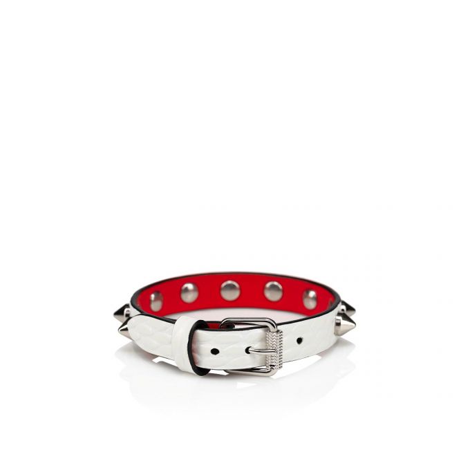 Bracelets Christian Louboutin Loubilink Bracelet Creative Piele Bracelets Dama Albi Argintii | RO89798