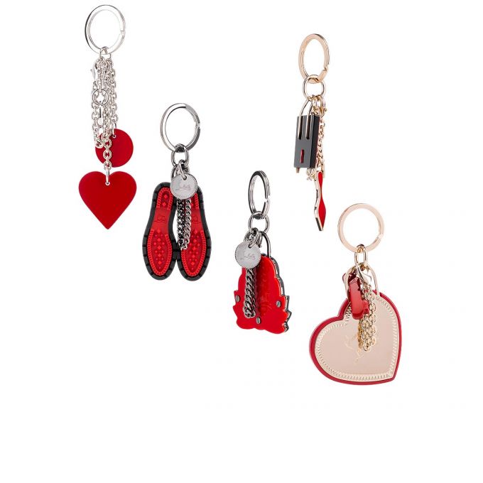 Breloc Christian Louboutin M Lug Sole Metallic Finish Keyrings Dama Negrii Rosii | RO37870