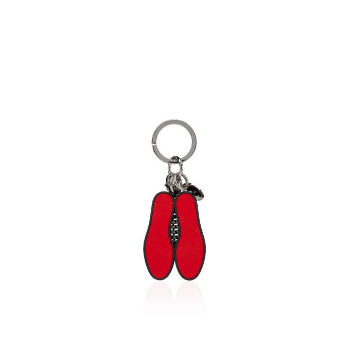 Breloc Christian Louboutin M Lug Sole Metallic Finish Keyrings Dama Negrii Rosii | RO37870