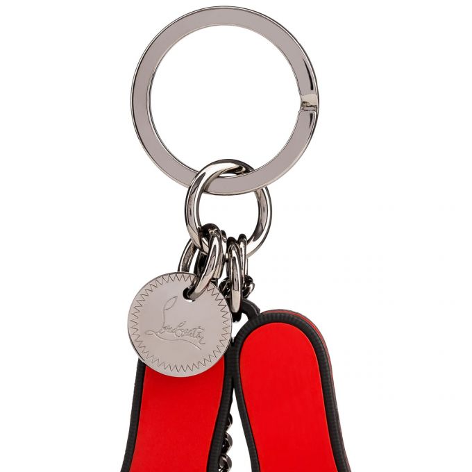 Breloc Christian Louboutin M Lug Sole Metallic Finish Keyrings Dama Negrii Rosii | RO37870