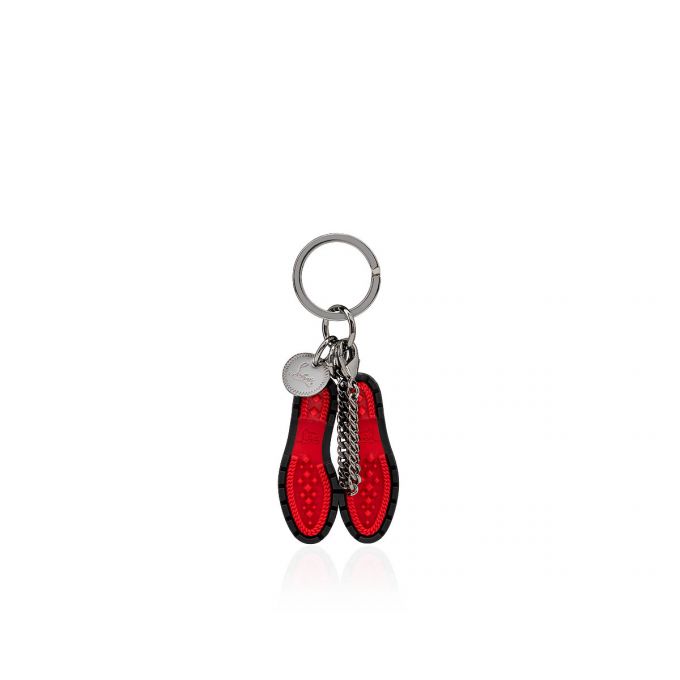 Breloc Christian Louboutin M Lug Sole Metallic Finish Keyrings Barbati Negrii Rosii | RO87727