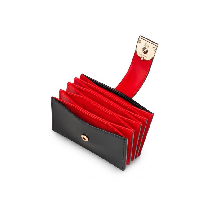 Card Holder Christian Louboutin Elisa Accordeon Card Holder Clasici Piele Card Holder Dama Negrii Aurii | RO69930