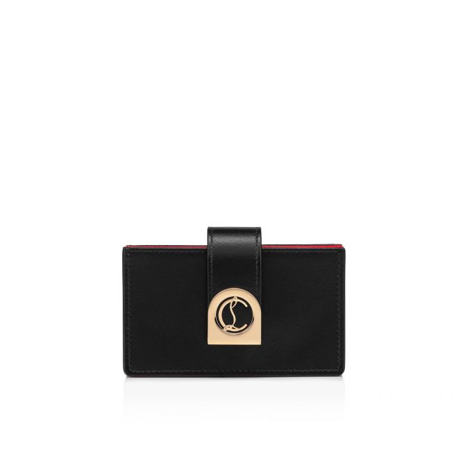 Card Holder Christian Louboutin Elisa Accordeon Card Holder Clasici Piele Card Holder Dama Negrii Aurii | RO69930