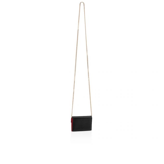 Card Holder Christian Louboutin Elisa Chain Card Holder Clasici Piele Card Holder Dama Negrii Aurii | RO12337