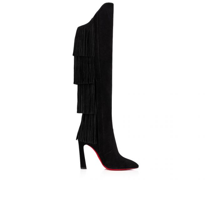 Cizme Christian Louboutin Boot Lionne 100 Veau Velours Boots Dama Negrii | RO80548