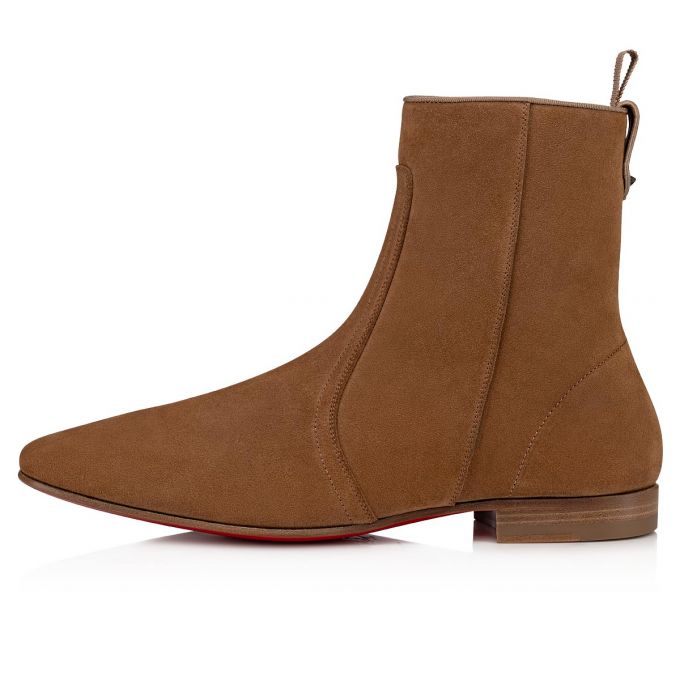 Cizme Christian Louboutin Cardaboot Fennec Calf Booty Barbati Kaki | RO62642