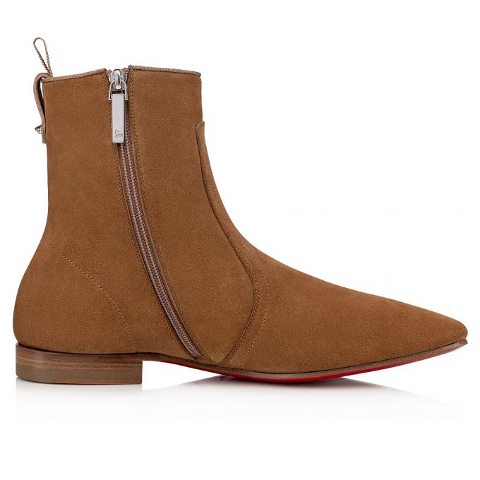 Cizme Christian Louboutin Cardaboot Fennec Calf Booty Barbati Kaki | RO62642