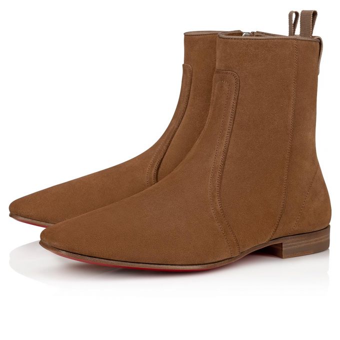 Cizme Christian Louboutin Cardaboot Fennec Calf Booty Barbati Kaki | RO62642