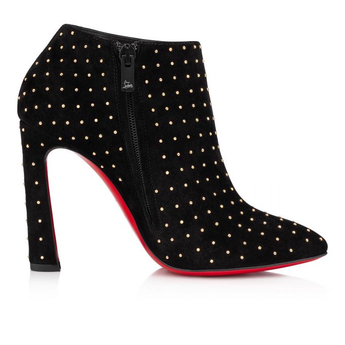 Cizme Christian Louboutin Eleonor Plume 100 Veau Velours Boots Dama Negrii Aurii | RO17975