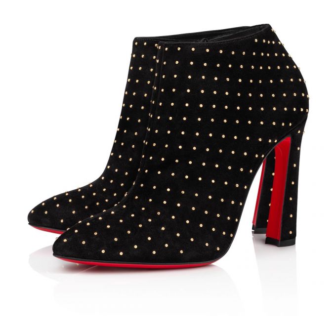 Cizme Christian Louboutin Eleonor Plume 100 Veau Velours Boots Dama Negrii Aurii | RO17975