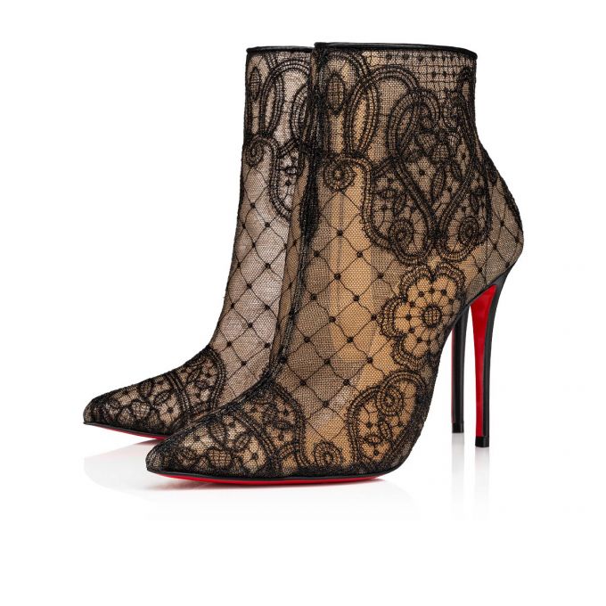 Cizme Christian Louboutin Gipsybootie 100 Version Dantela Bootie Dama Negrii | RO23340