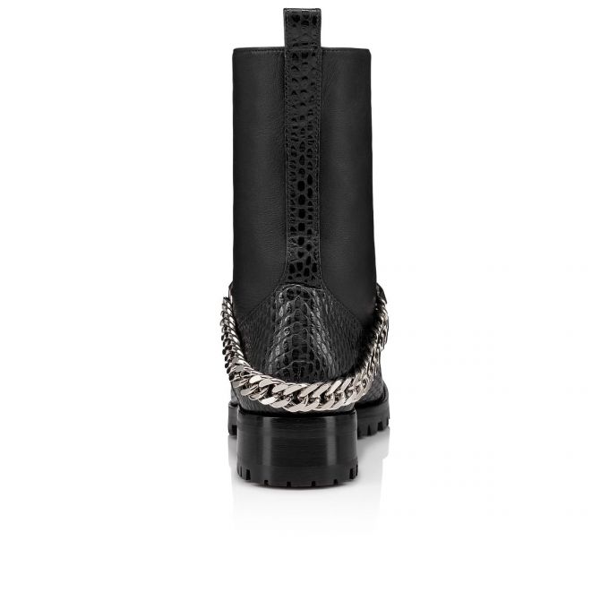 Cizme Christian Louboutin Horse Guarda Calf Boots Dama Negrii Argintii | RO03919