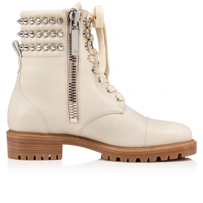 Cizme Christian Louboutin Iarnă Spikes Calf Boots Dama Albi | RO30435