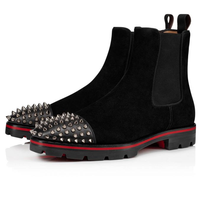 Cizme Christian Louboutin Melon Spikes 000 Calf Booty Barbati Negrii | RO32717